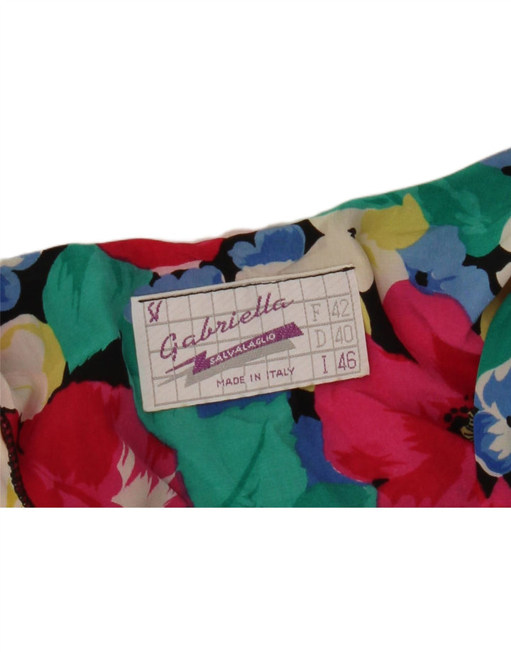Vintage mujer 3/4 manga blusa top IT 46 grande multicolor floral