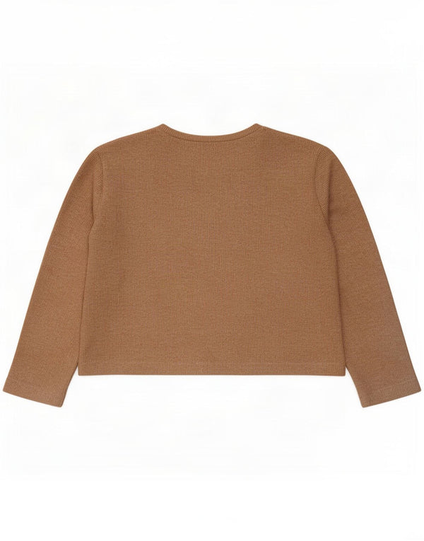 Zara Womens Crop Top Long Sleeve UK 18 XL Beige