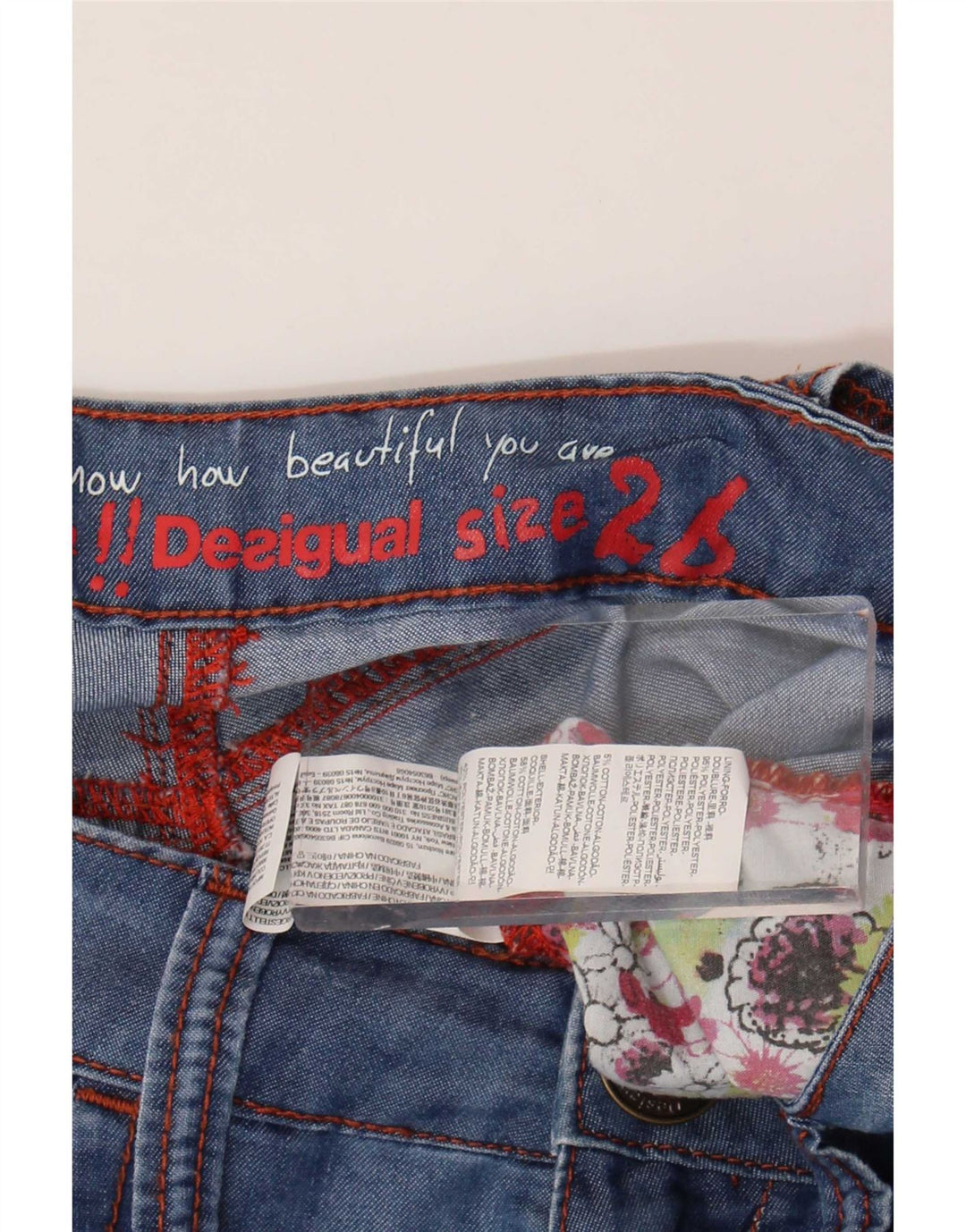 Pantalones Desigual Harem Gráfico W26 L20 Poliéster Floral Azul