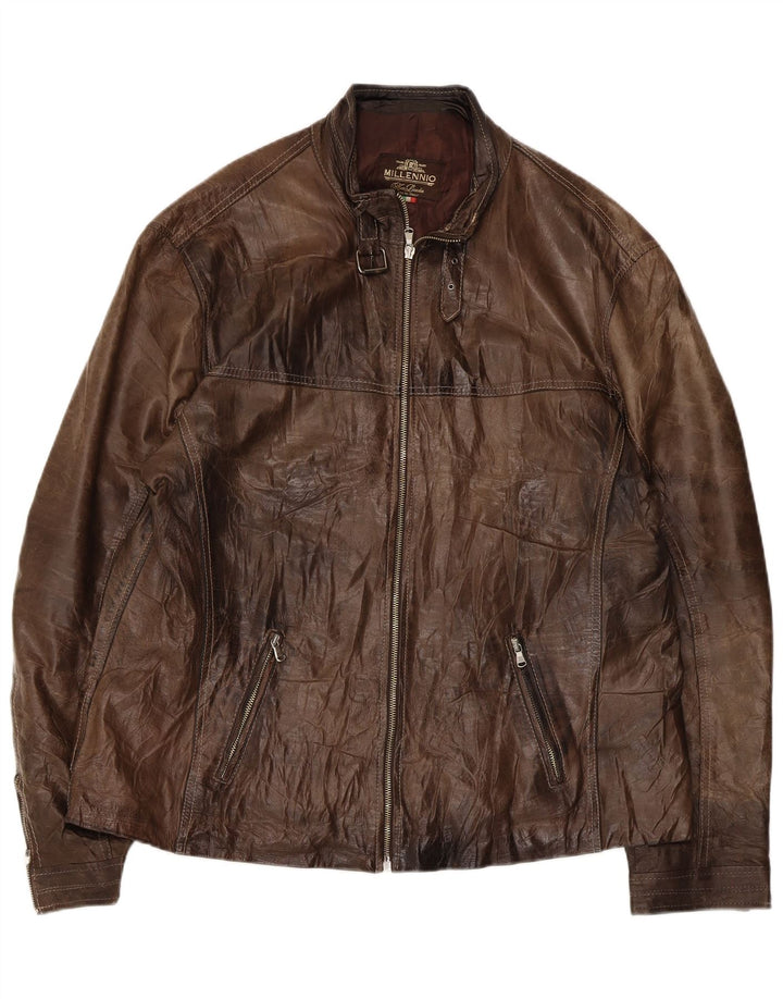 Vintage chaqueta de cuero para hombre Reino Unido 40 cuero marrón grande