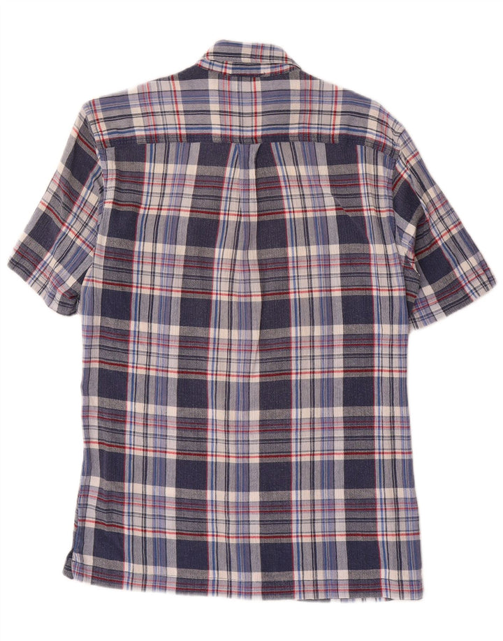 EDDIE BAUER Camisa de manga corta de corte clásico para hombre de algodón a cuadros azul medio