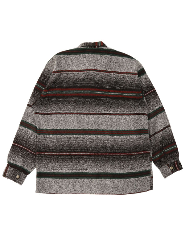 Camisa de franela vintage para hombre Poliéster a rayas grises grandes