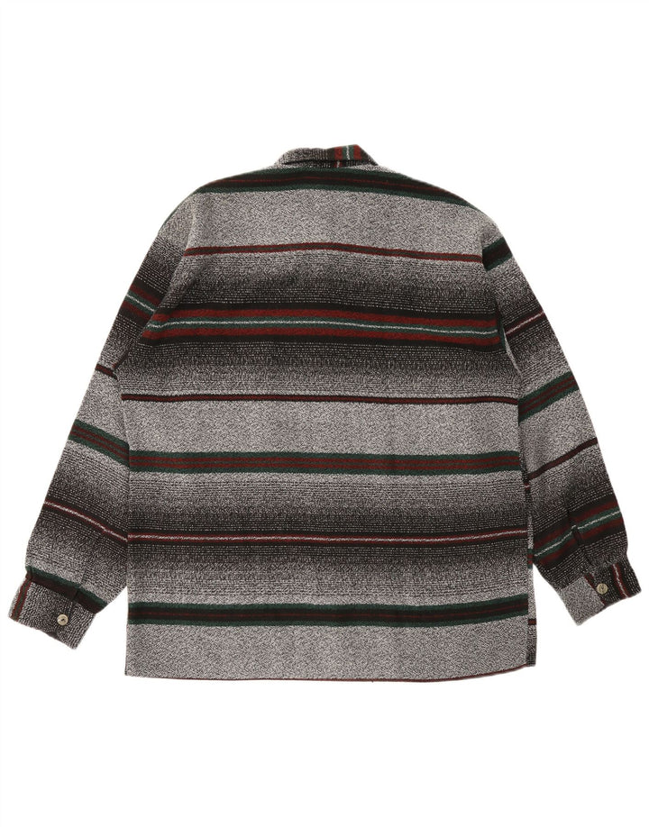 Camisa de franela vintage para hombre Poliéster a rayas grises grandes