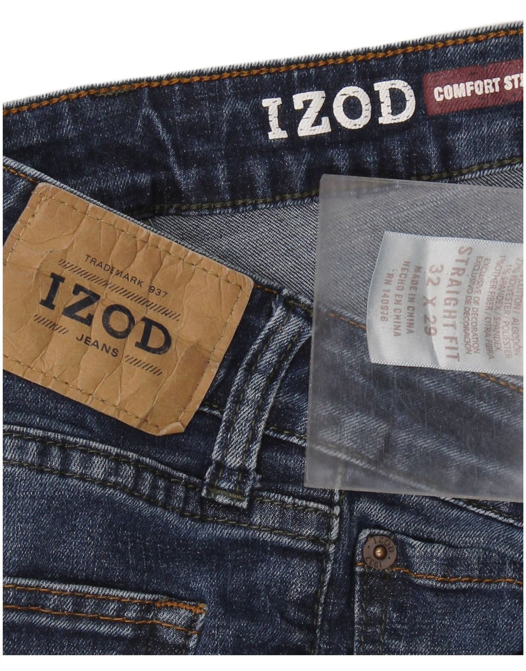 Izod Vaqueros rectos de ajuste cómodo para hombre W32 L29 Algodón azul