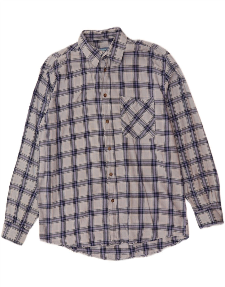 VINTAGE Mens Flannel Shirt Large Blue Check Cotton Vintage Vintage and Second-Hand Vintage from Messina Hembry 