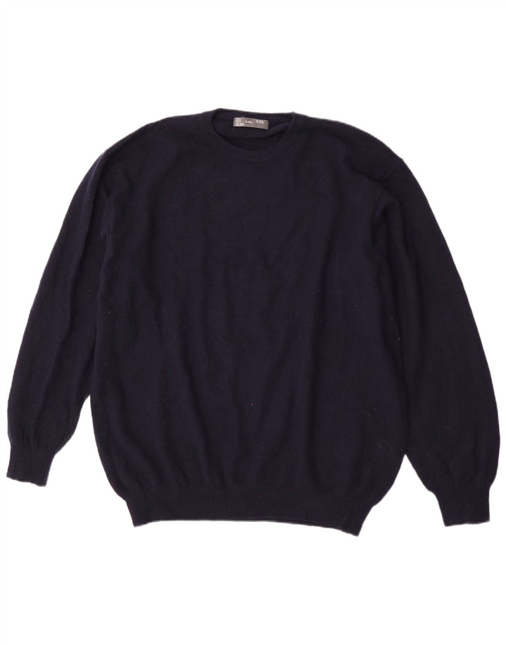 Zara Hombre Jersey Cuello Redondo Jersey XL Lana Azul Marino