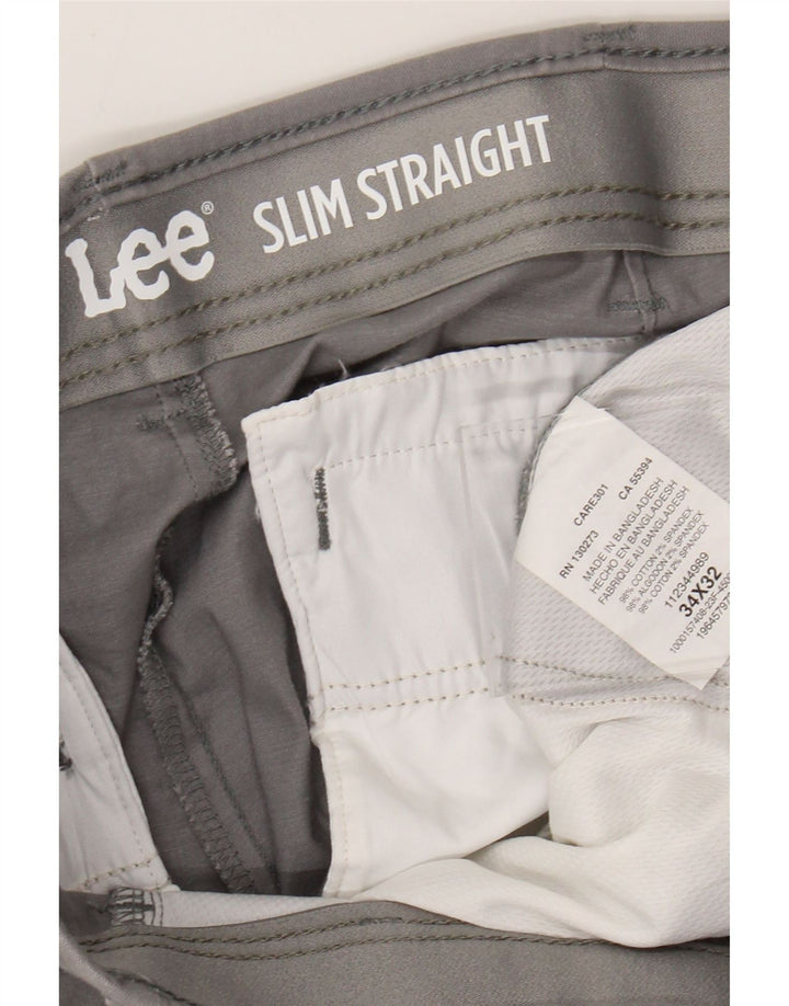 LEE Pantalones cortos rectos y ajustados para hombre W34 L24 Algodón gris