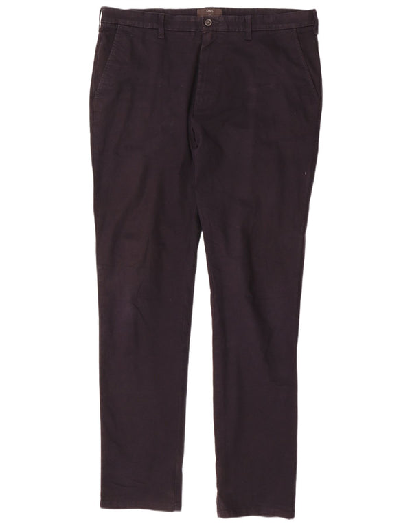 Marks & Spencer Pantalones chinos ajustados para hombre W38 L35 Algodón azul marino