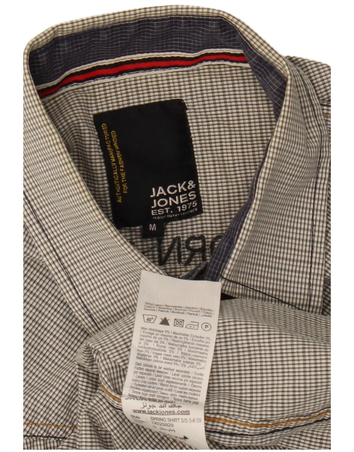 Jack & Jones Camisa de manga corta con estampado militar y cuadros en gris medio para hombre