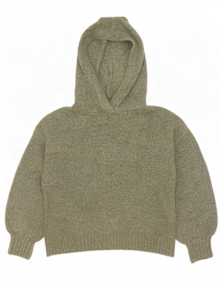 Zara Mujer Jersey De Gran Tamaño Con Capucha Suéter UK 44 Medio Verde Moteado