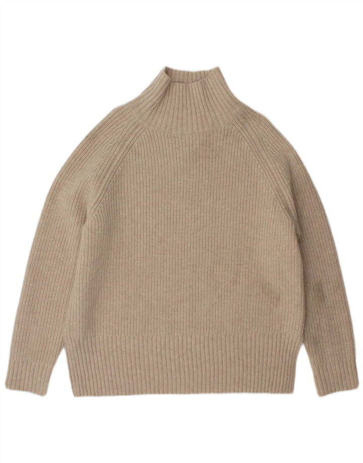 Zara Mujer Oversize Cuello Alto Jersey Jersey UK 10 Small Beige Lana