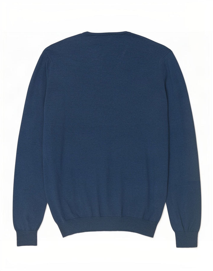 Massimo Dutti Jersey Hombre Cuello Pico XL Azul Algodón