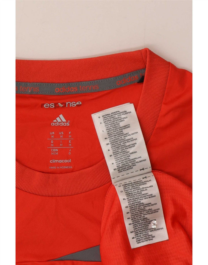 Adidas Hombre Climacool Camiseta Top Medio Rojo Colorblock Poliéster
