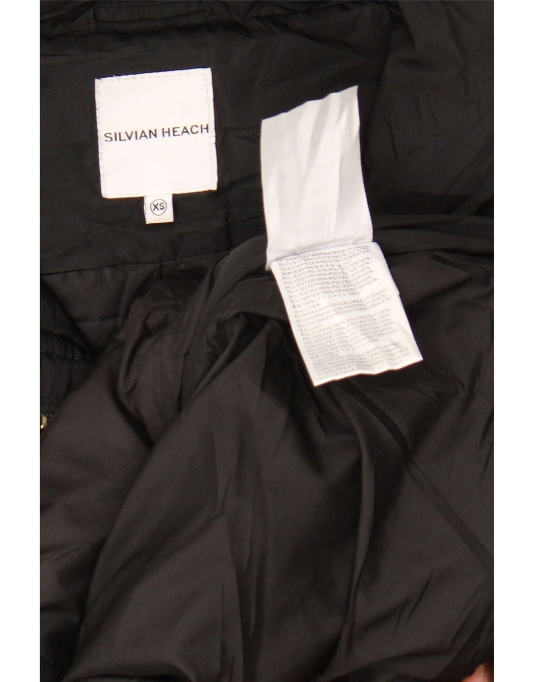 SILVIAN HEACH Womens Oversized Hooded Padded Coat UK 6 XS Black Polyester