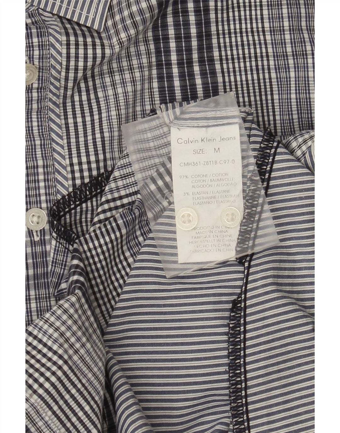 Camisa Calvin Klein Jeans Hombre Algodón A Cuadros Azul Medio
