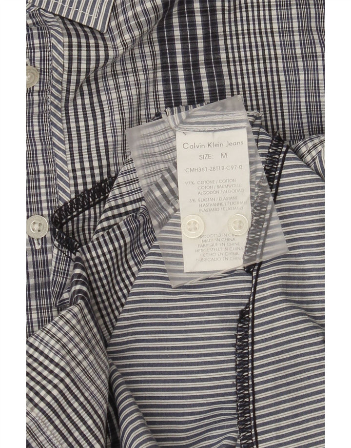 Camisa Calvin Klein Jeans Hombre Algodón A Cuadros Azul Medio