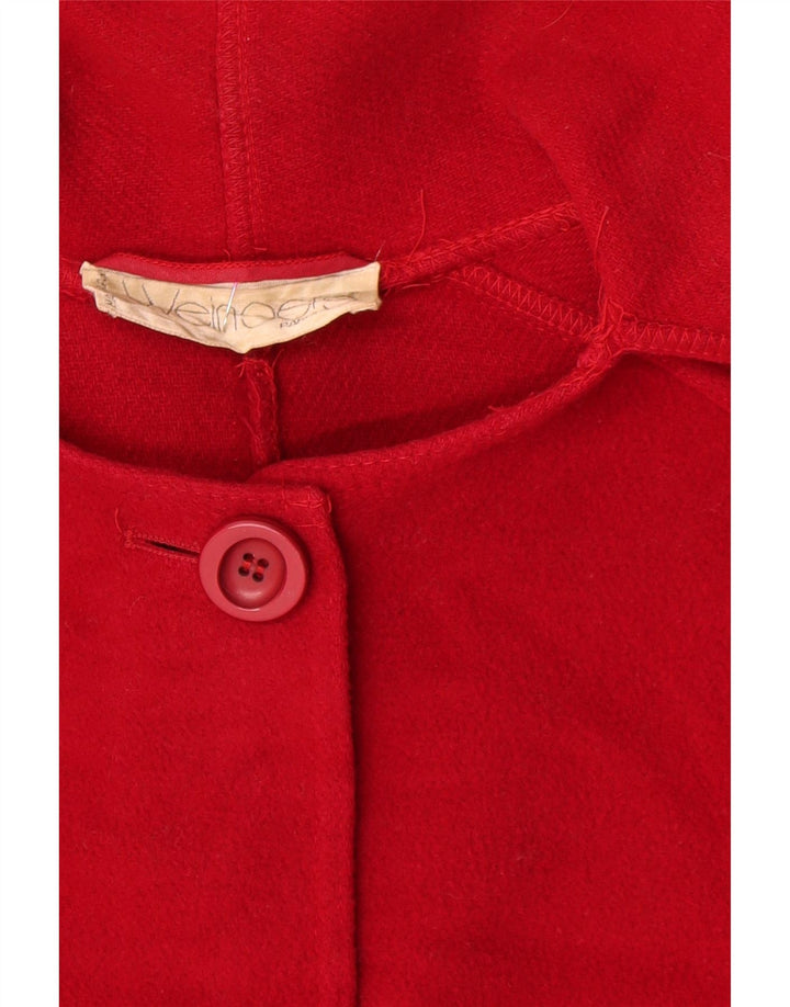 Vintage mujer frente corbata abrigo Reino Unido 18 XL lana roja