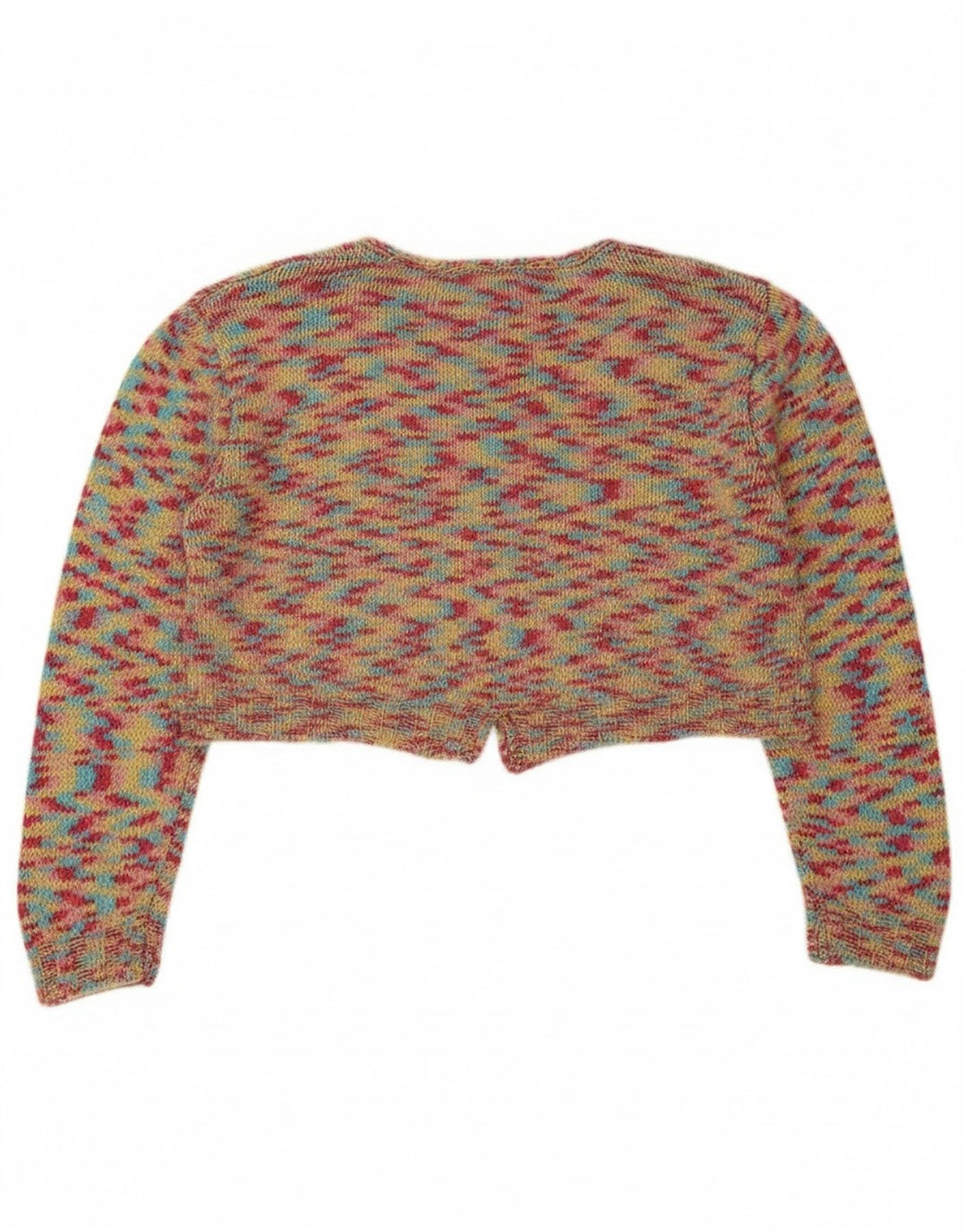 Vintage mujer crop cardigan suéter Reino Unido 14 medio multicolor moteado