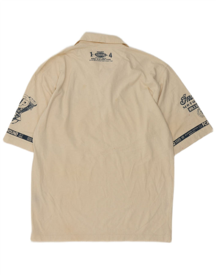 Foxhound Polo gráfico para hombre Algodón beige medio Retro