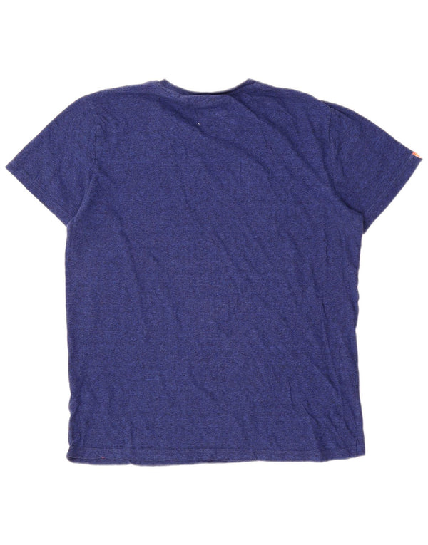 Superdry Camiseta para hombre Top Medium de algodón moteado en azul marino