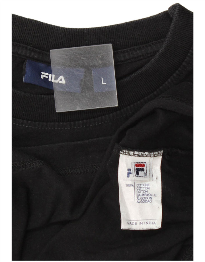 Fila - Camiseta gráfica para hombre, talla grande, algodón negro