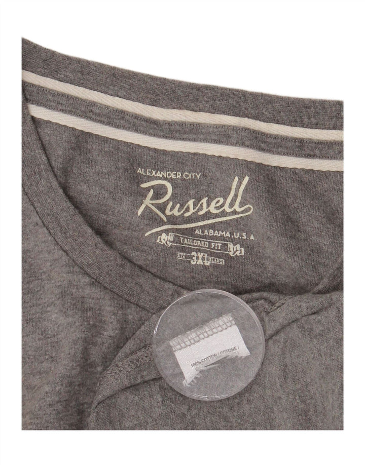 RUSSELL ATHLETIC Top gráfico de ajuste a medida para hombre, manga larga, 3XL, algodón gris