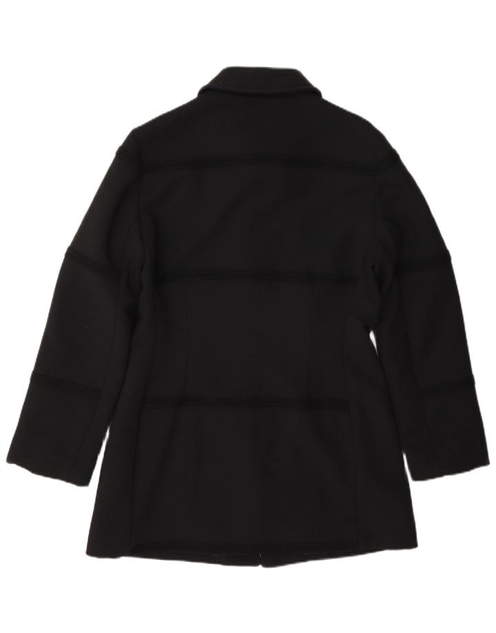 Caractere Chaqueta Blazer de 4 Botones para Mujer UK 12 Mediana Lana Negra