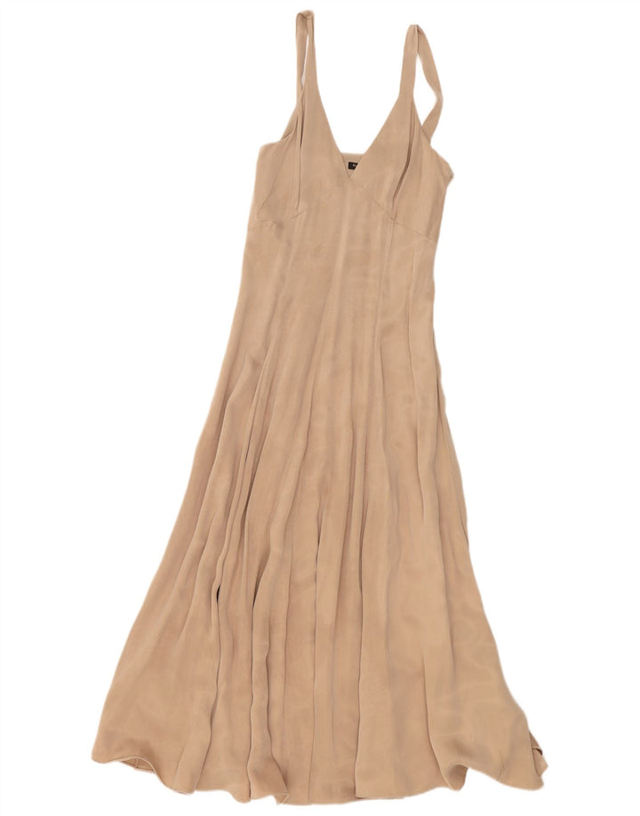 Massimo Dutti Maxi Vestido Sin Mangas Mujer EU 34 2XS Beige Poliéster