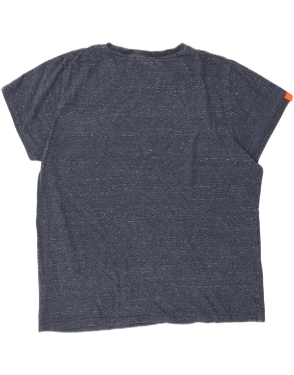Superdry Camiseta Regular Fit para Hombre Top 2XL Algodón Moteado Azul Marino