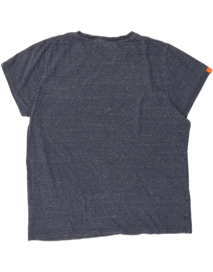 Superdry Camiseta Regular Fit para Hombre Top 2XL Algodón Moteado Azul Marino