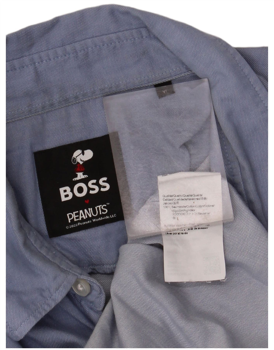 Camisa HUGO BOSS Hombre Peanuts XL Algodón Azul