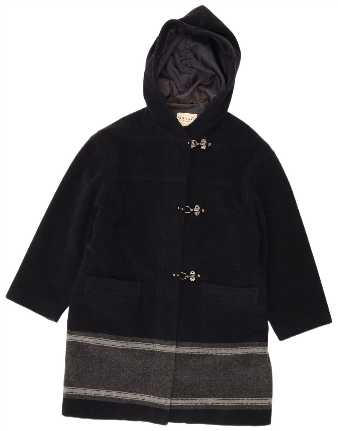 Max & Co. Trenca con capucha para mujer Reino Unido 44 Grande Azul marino Colorblock