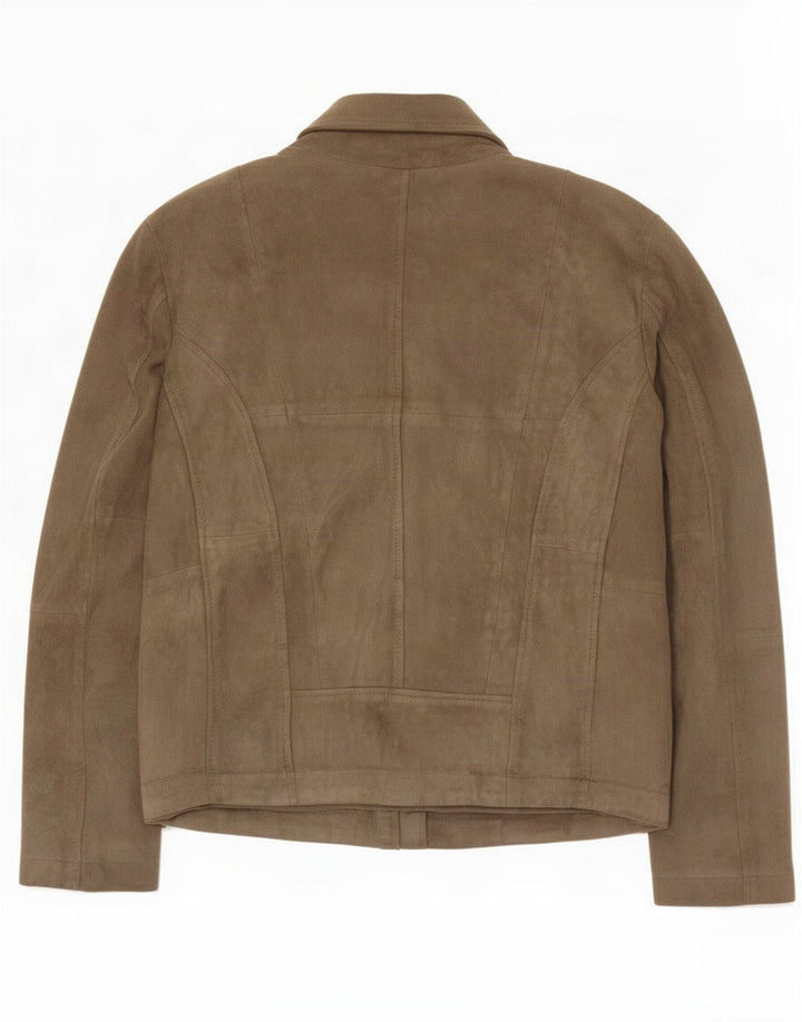 Giorgio Brato Chaqueta motera de ante para hombre IT 48 Cuero verde medio