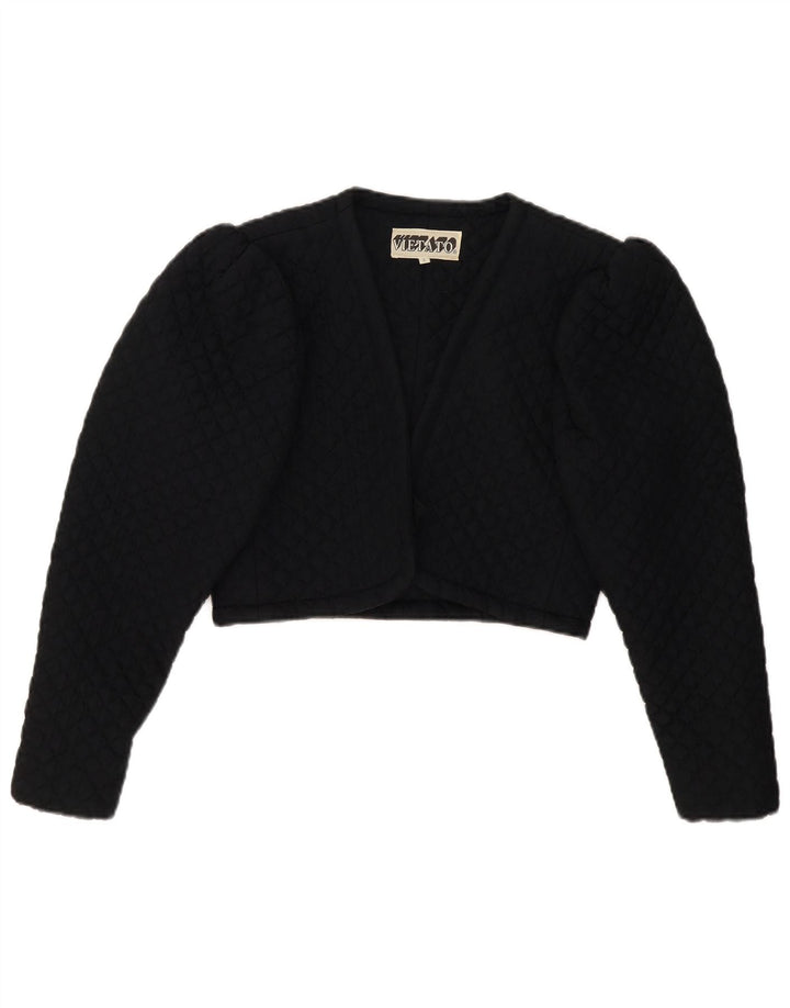 Vintage mujer crop bolero chaqueta Reino Unido 8 pequeño negro