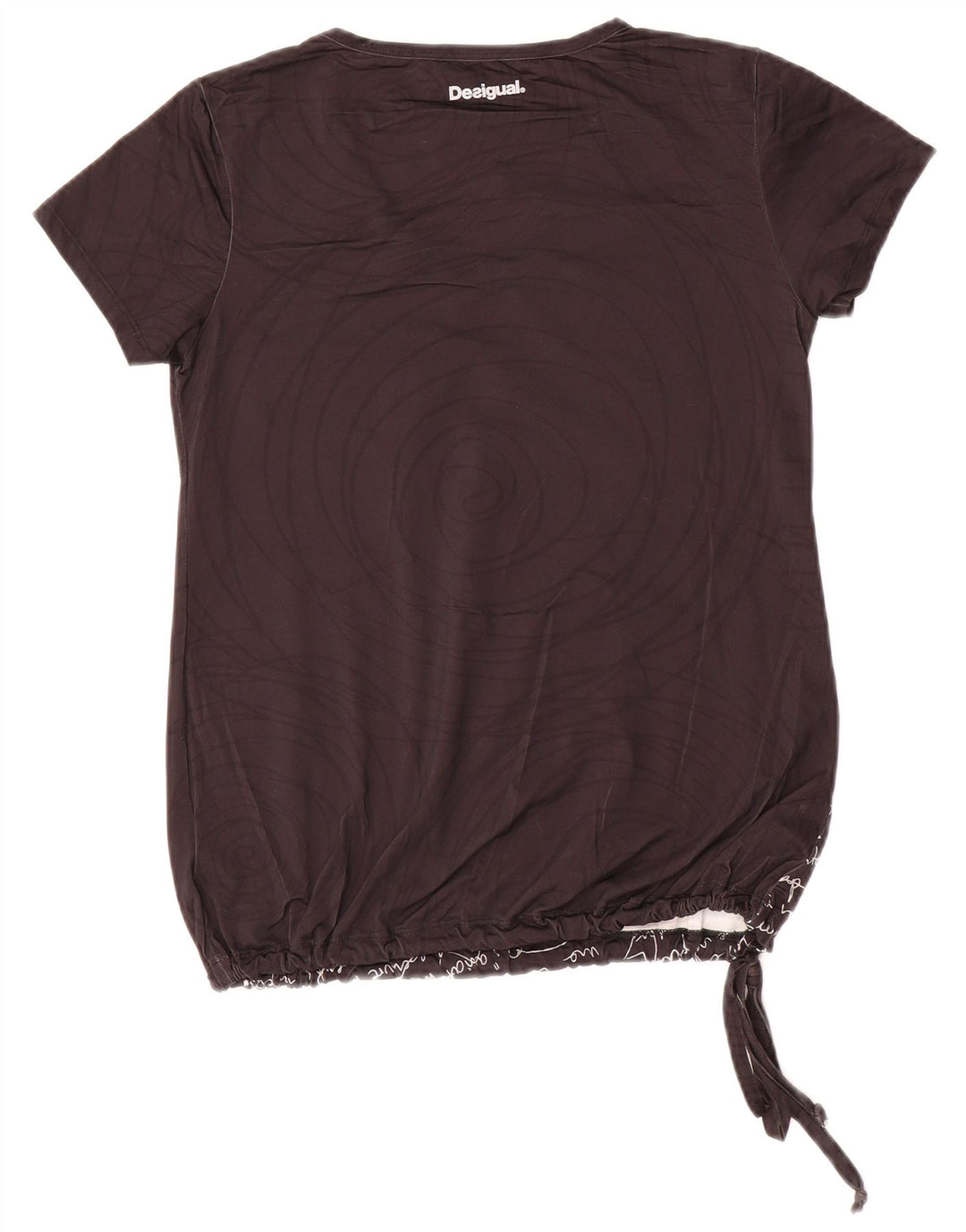 Desigual Mujer Camiseta Gráfica Top UK 10 Small Poliamida Negra