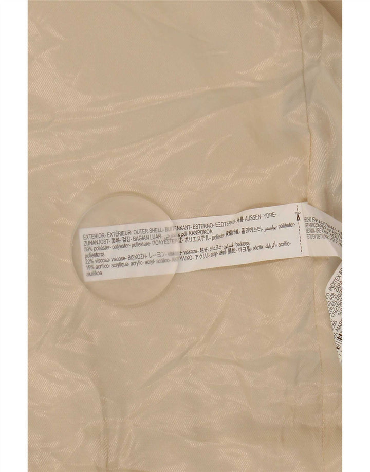 Zara Mujer Abrigo Extragrande UK 46 Grande Poliéster Beige