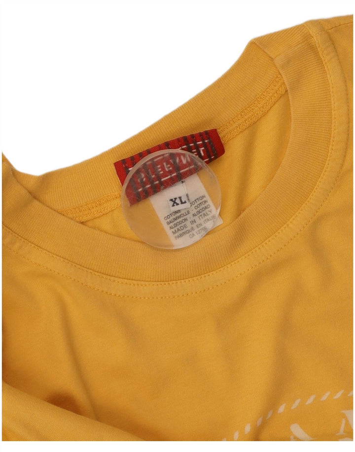 Stefanel Camiseta Gráfica Hombre Top XL Algodón Amarillo