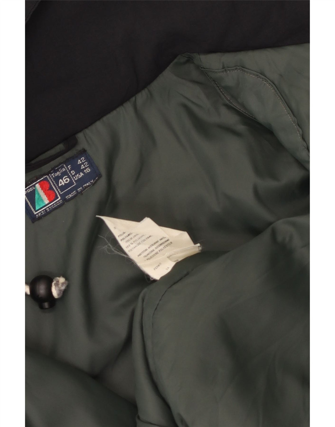 VINTAGE Chaqueta cortavientos con capucha de gran tamaño para mujer IT 46 Nylon negro grande