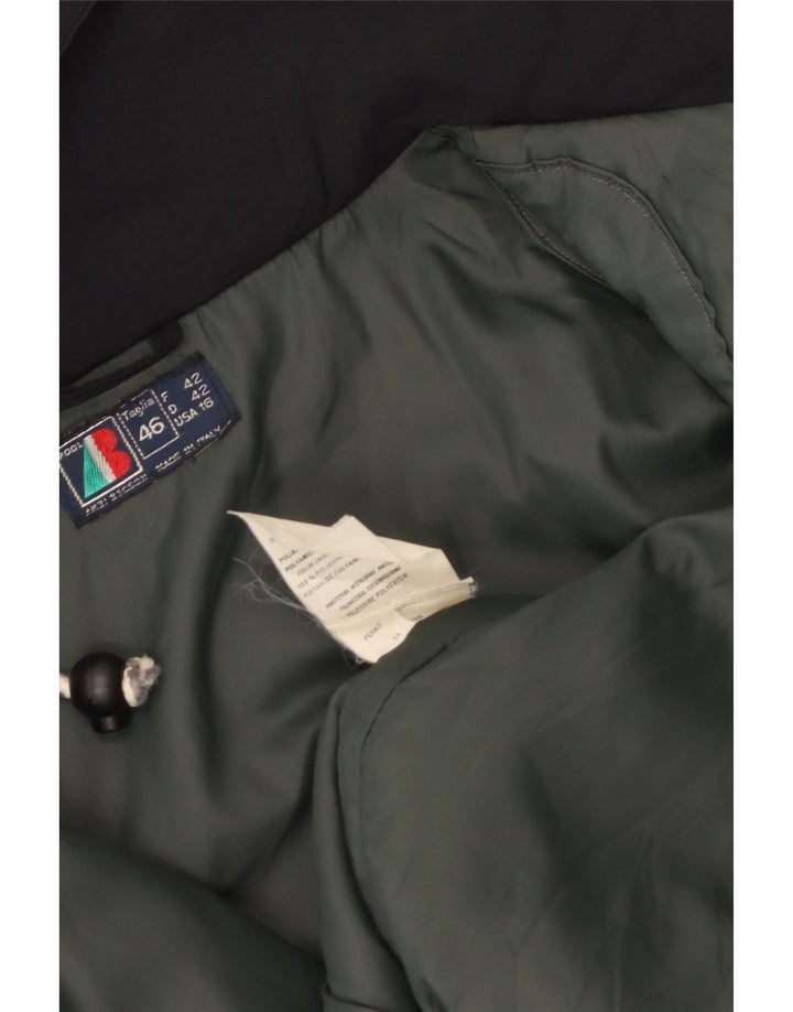 VINTAGE Chaqueta cortavientos con capucha de gran tamaño para mujer IT 46 Nylon negro grande