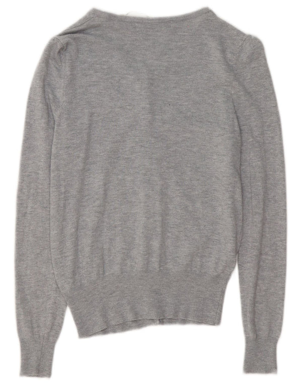 Marks & Spencer Suéter tipo cárdigan para mujer UK 8 Small Viscosa moteada gris