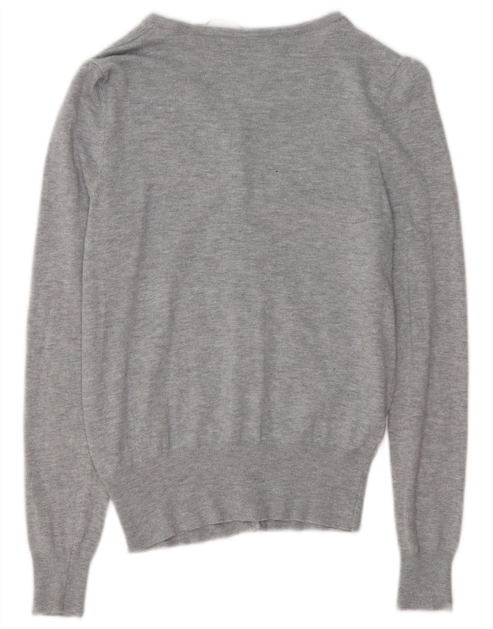 Marks & Spencer Suéter tipo cárdigan para mujer UK 8 Small Viscosa moteada gris