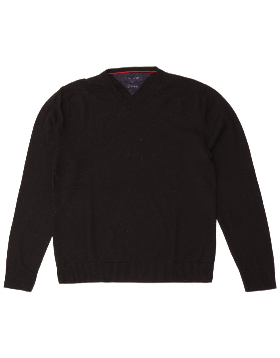 Tommy Hilfiger Jersey con Cuello en V para Hombre XL Lana Negra