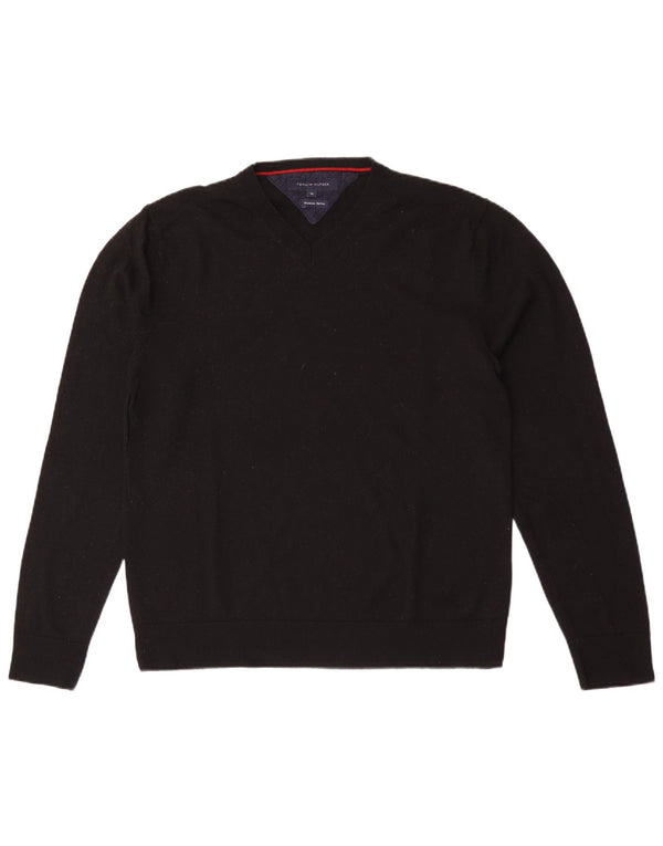 Tommy Hilfiger Jersey con Cuello en V para Hombre XL Lana Negra