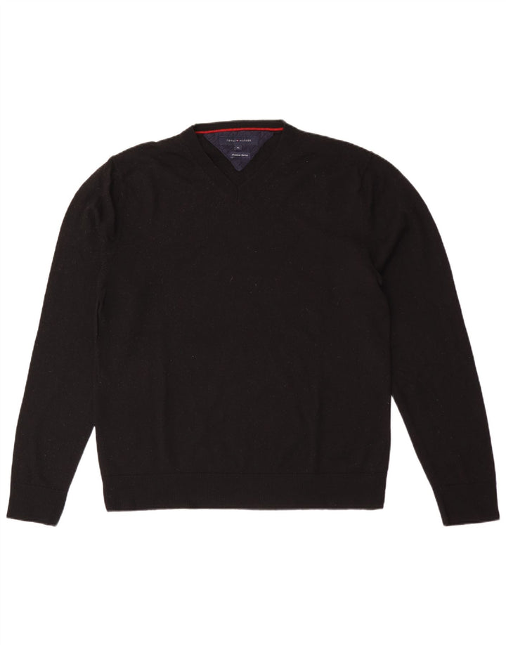 Tommy Hilfiger Jersey con Cuello en V para Hombre XL Lana Negra
