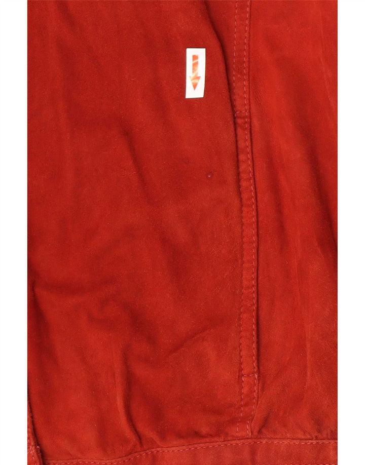 Vintage mujer chaqueta de ante de gran tamaño IT 44 cuero rojo medio