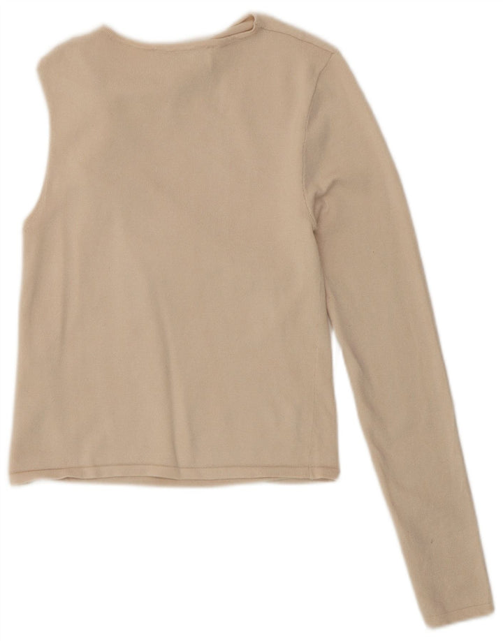 Zara Top Corto De Un Hombro Para Mujer UK 8 Small Viscosa Beige