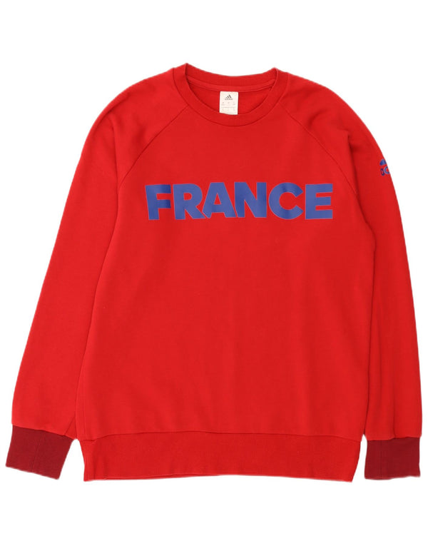 Adidas - Sudadera con gráfico de Francia para hombre, talla 44/46, algodón rojo grande
