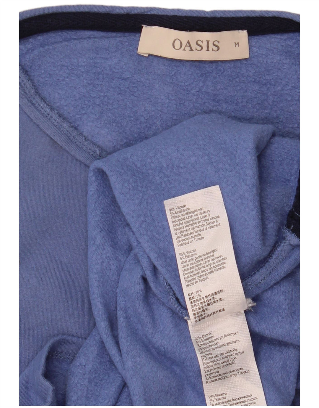 Oasis Mujer Patrón Abstracto Sudadera Jumper UK 12 Medium Blue Viscosa