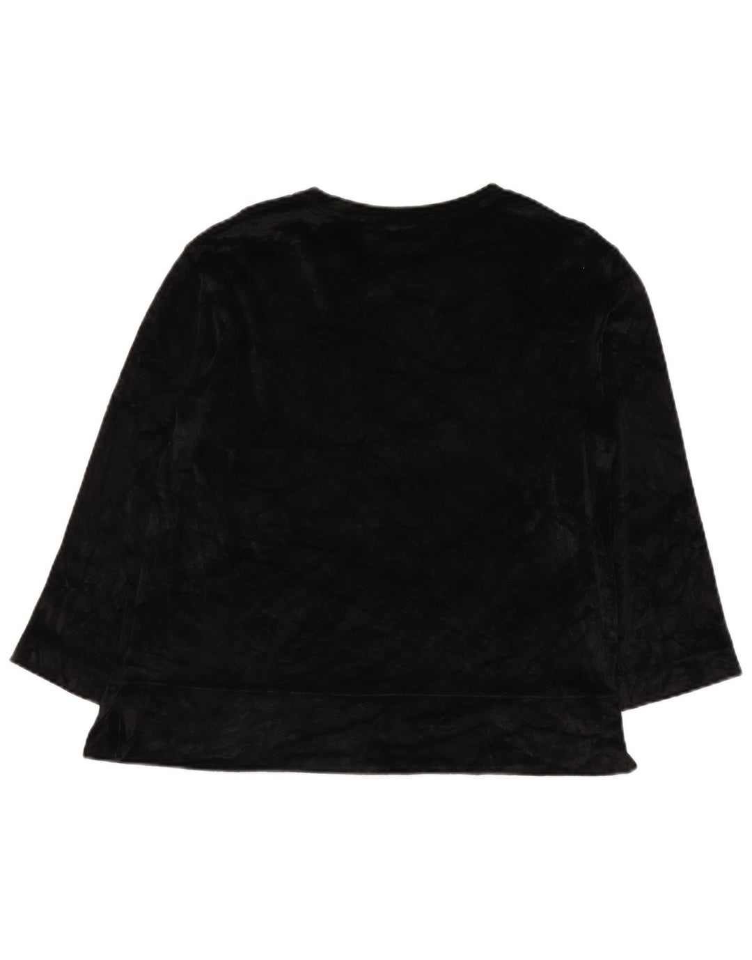 Max Mara Mujer Weekend Velour Top Manga 3/4 UK 46 Grande Rayón Negro