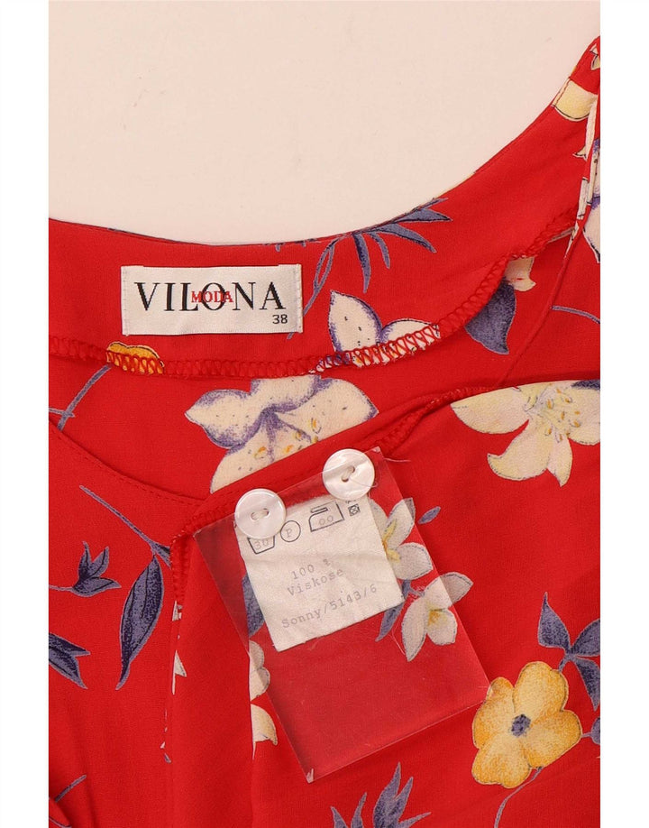 Vilona Moda Vestido acampanado para mujer EU 38 Viscosa floral roja mediana